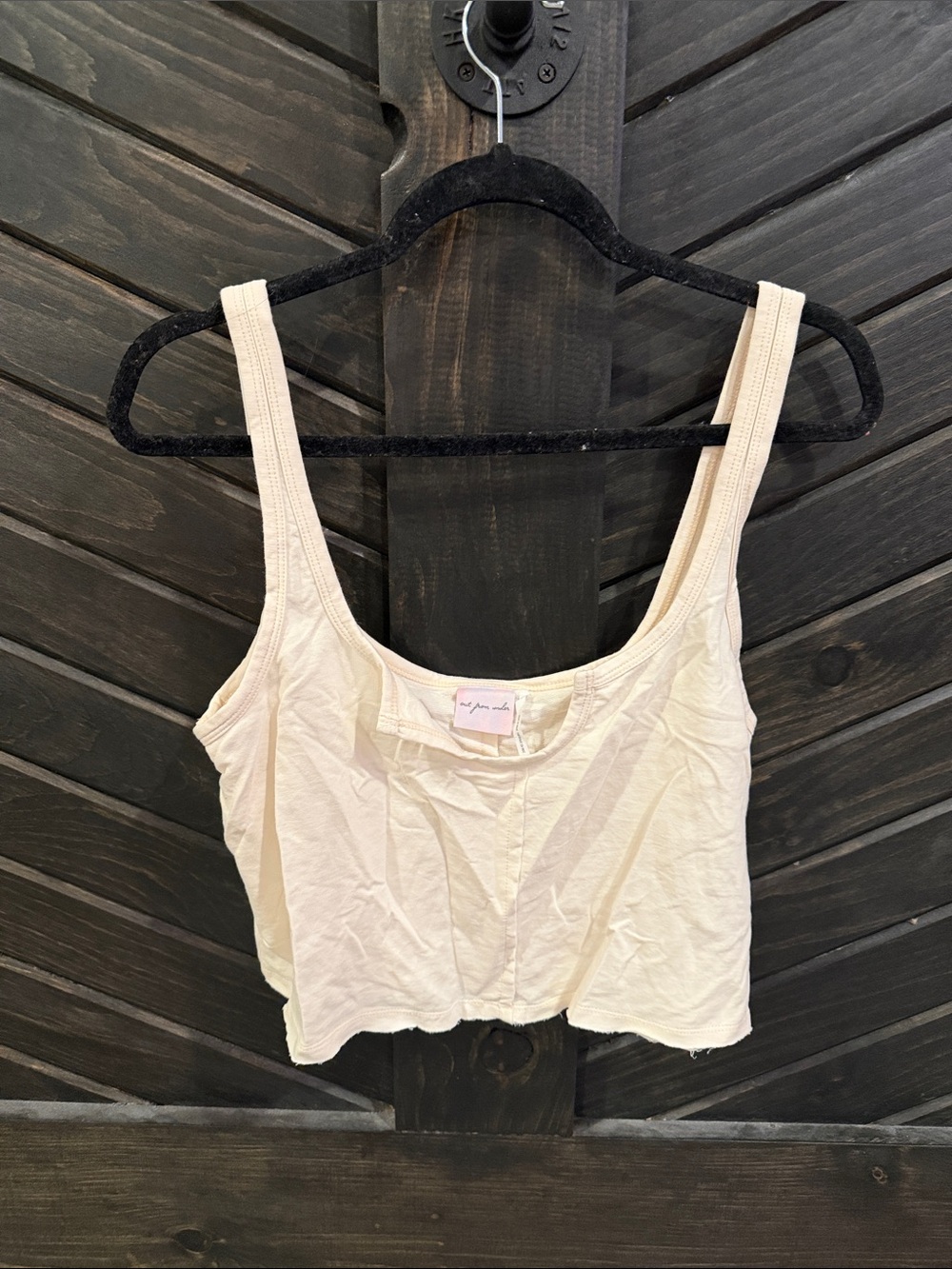 Urban Outfitters Cream Cropped Tank Top
